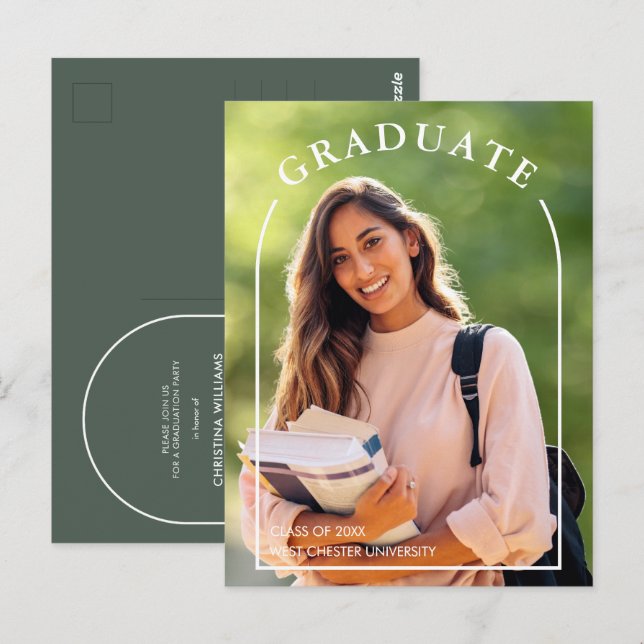 Convite de Formatura de Script Moderno com Foto de (Frente/Verso)