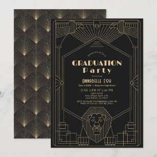Convite de Formatura Deco dos Anos 1920 Leão Preto
