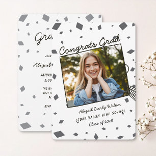 Convite de Formatura Desenho à Mão Preto e Branco 