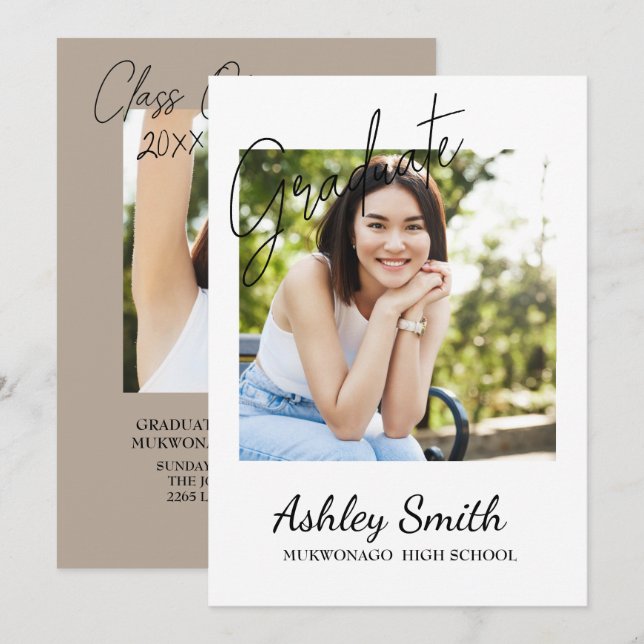 Convite de Formatura Elegante Chic (Frente/Verso)
