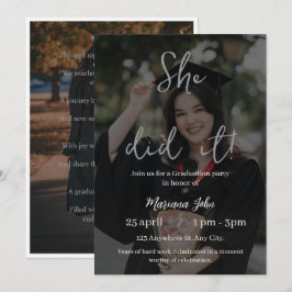 Convite de formatura elegante com um estilo modern
