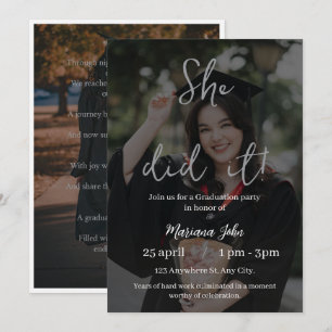 Convite de formatura elegante com um estilo modern