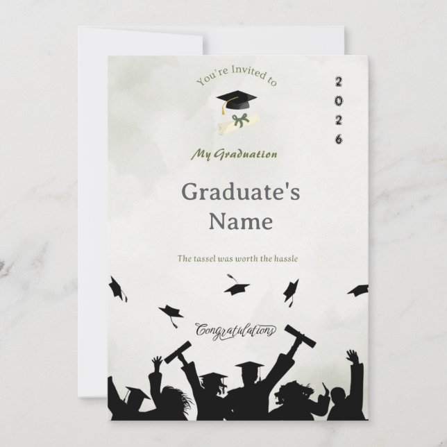 Convite de Formatura Elegante | Nome e Ano Persona (Frente)