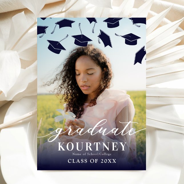 Convite de Formatura em Foto Azul Marinho Elegante (Criador carregado)