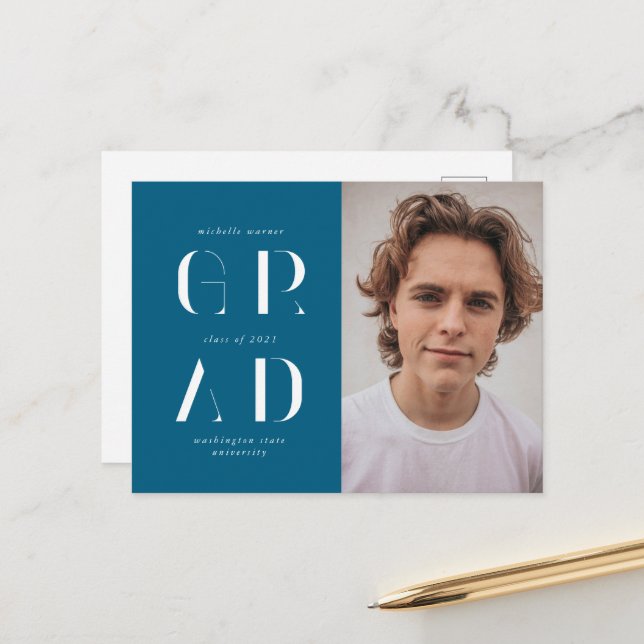 Convite de Formatura em Letra Moderna Elegante  (Frente/Verso In Situ)