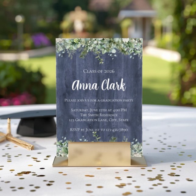 Convite de Formatura em Madeira de Eucalipto Navy (Criador carregado)