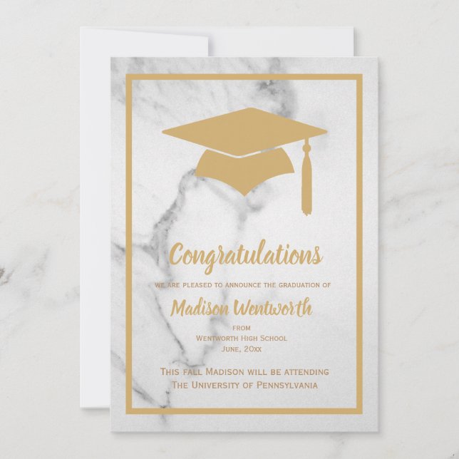 Convite de Formatura em Ouro Falso e Mármore (Frente)