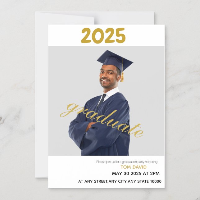 Convite de Formatura em Ouro Magnético Fino e Mode (Frente)