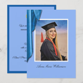 Convite de Formatura em Seda Azul Elegante