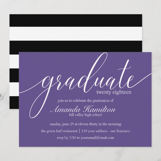 Convite de formatura em tipografia ultravioleta (Frente/Verso)
