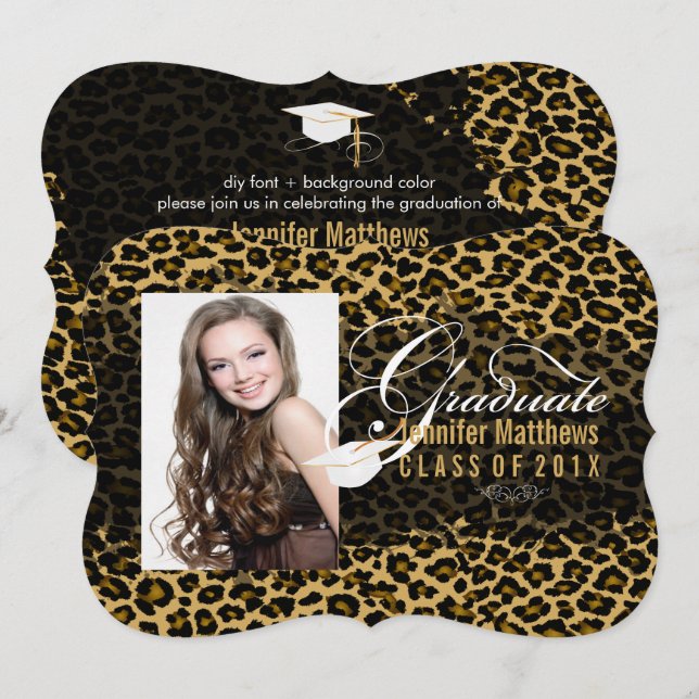 Convite de Formatura Estampa de Leopardo PixDezine (Frente/Verso)