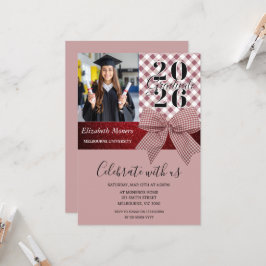 Convite de Formatura Feminino com Xadrez Rosa