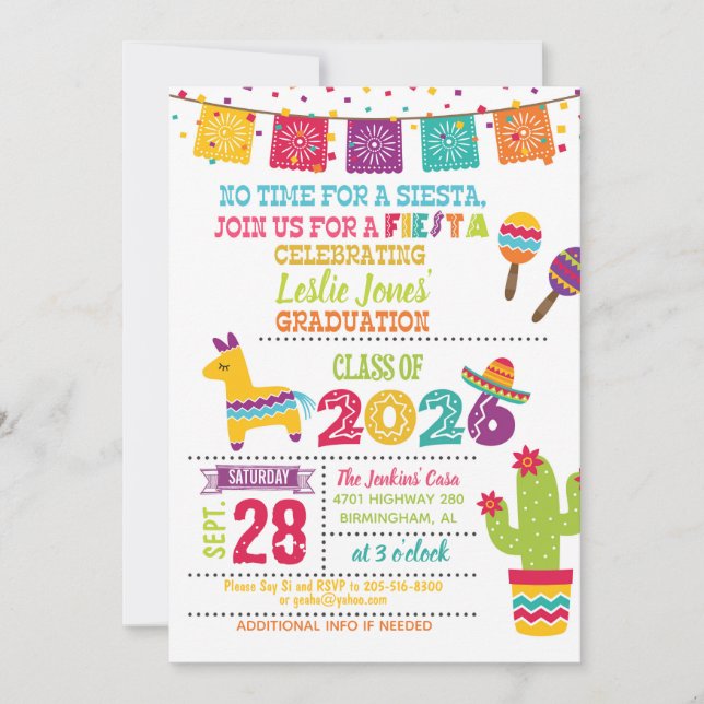 Convite de Formatura Fiesta 2026 - Branco (Frente)