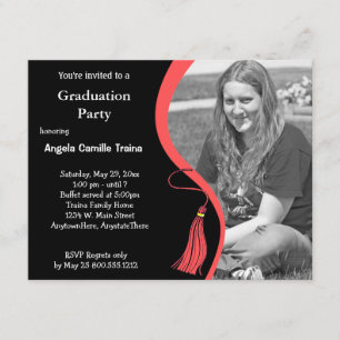 Convite de Formatura Horizontal Foto Rubi Vermelho