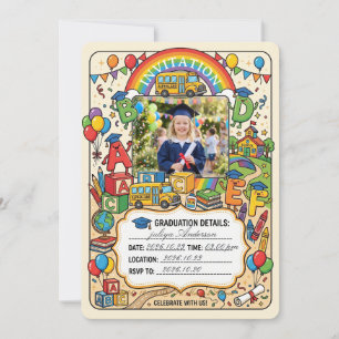 Convite de Formatura Infantil, Pré-Escolar Pré-K J