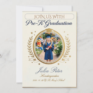 Convite de Formatura Infantil, Pré-Escolar Pré-K J