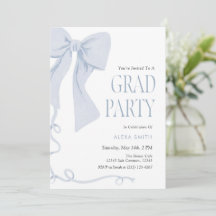 Convite de Formatura Laço Azul Clássico Preppy 