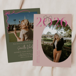 Convite de Formatura Laço Coquette Rosa Verde 2026