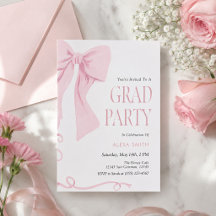 Convite de Formatura Laço Rosa Estética Coquette 