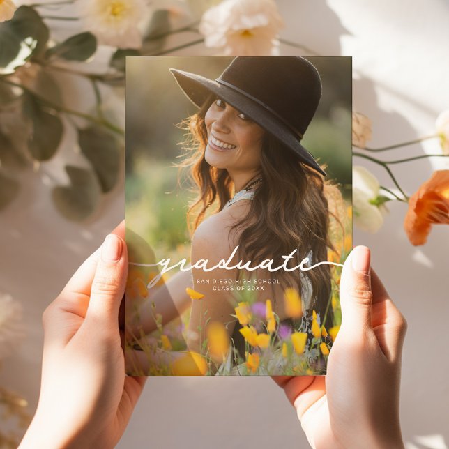 Convite de Formatura Menina Flor Silvestre Boho (Boho Wildflower Girl Graduation Announcement)