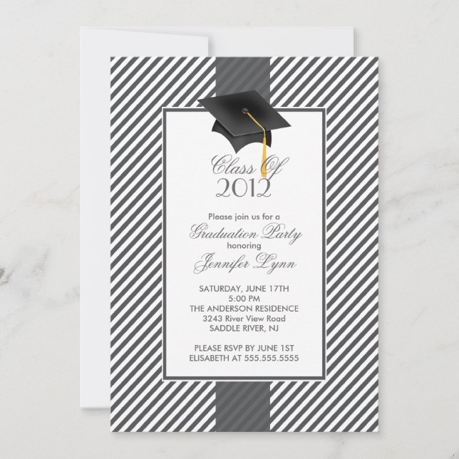 Convite de Formatura Moderno com Faixa Cinza (Frente)