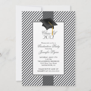 Convite de Formatura Moderno com Faixa Cinza