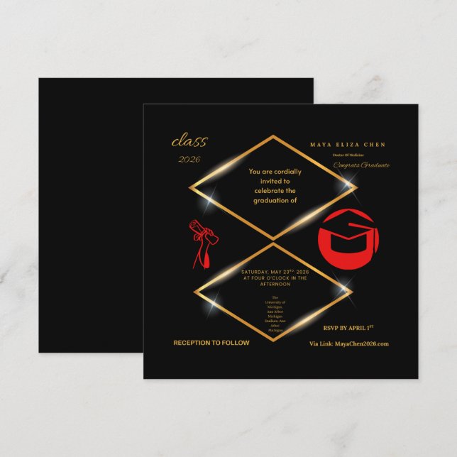 Convite de Formatura Personalizável Moderno (Frente/Verso)