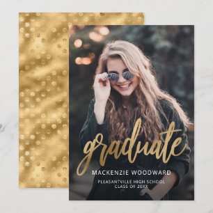Convite de Formatura Photo Trendy Gold Script