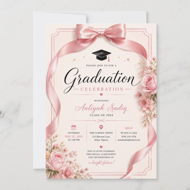 Convite de Formatura Pink Coquette (Frente)