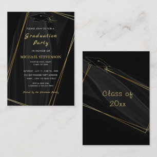 Convite de Formatura Preto Dourado de Arte em Mold