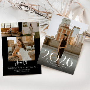 Convite de Formatura Preto e Branco 2026 Coquette 