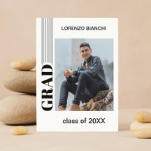 Convite de Formatura Preto e Branco Minimalista