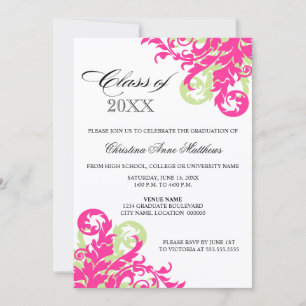 Convite de Formatura Redemoinho Rosa Verde