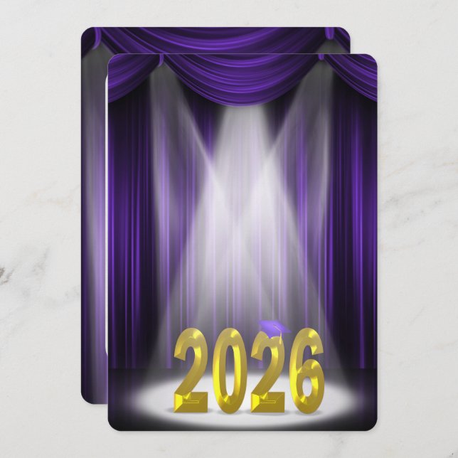 Convite de Formatura Roxo e Dourado 2025 (Frente/Verso)