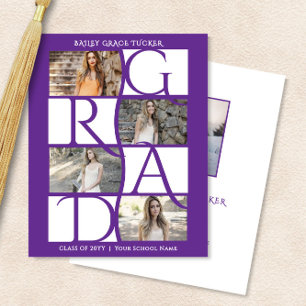 Convite de Formatura Roxo Elegante com 5 Fotos par