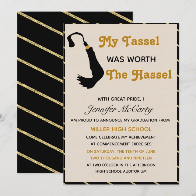 Convite de Formatura Tassel worth the Hassle (Frente/Verso)