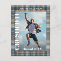 Convite de Formatura Xadrez em Tartan Azul Turques