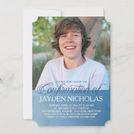 Convite de Foto Azul de Transparência de Confirmaç