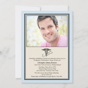 Convite de Foto Azul para Graduação MD