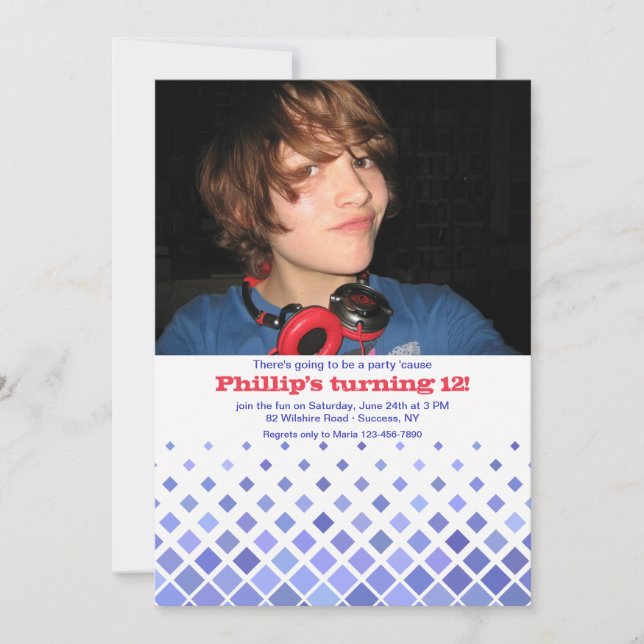 Convite de Foto Blue Diamonds (Frente)