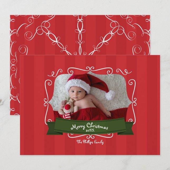 Convite de Foto Caprichoso de Férias de Natal (Frente/Verso)