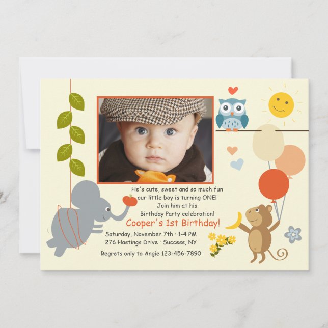 Convite de Foto com Amigos Animais (Frente)