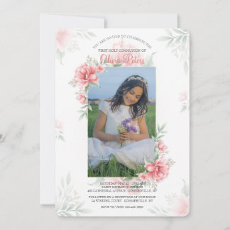 Convite de Foto com Aquarela Rosa Perfeita