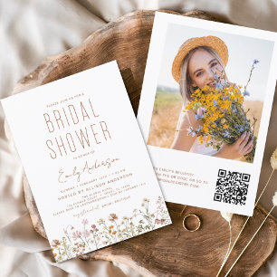 Convite de Foto com Código QR para Chá de Noiva co