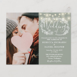 Convite de Foto com Detalhes de Casamento em Verde