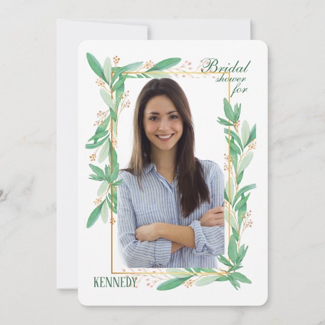 Convite de Foto com Folhas Verdes (Frente)