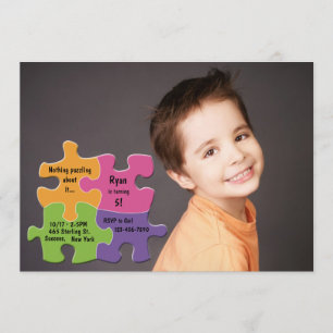 Convite de Foto com Peças de Puzzle