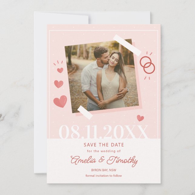Convite de Foto Coração de Amor para Salvar a Data (Frente)