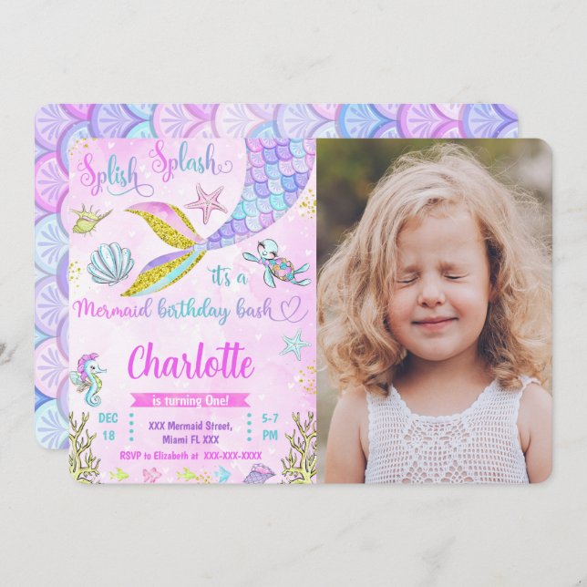 Convite de Foto da Sereia (Frente/Verso)