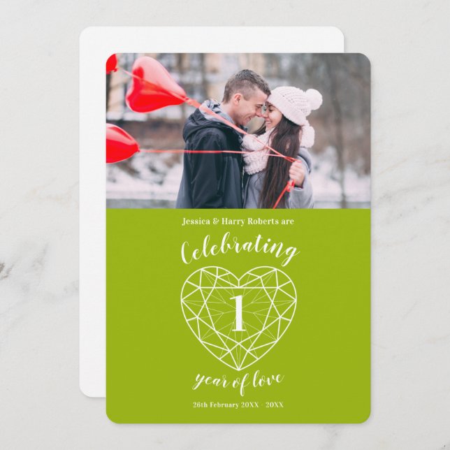 Convite de foto de 1º aniversário de 1 ano com cor (Frente/Verso)